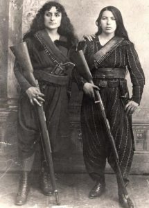 Two Armenian women pose with their rifles before going to war against the Ottomans, 1895